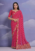 Rani Pink georgette saree with sequence coding embroidery