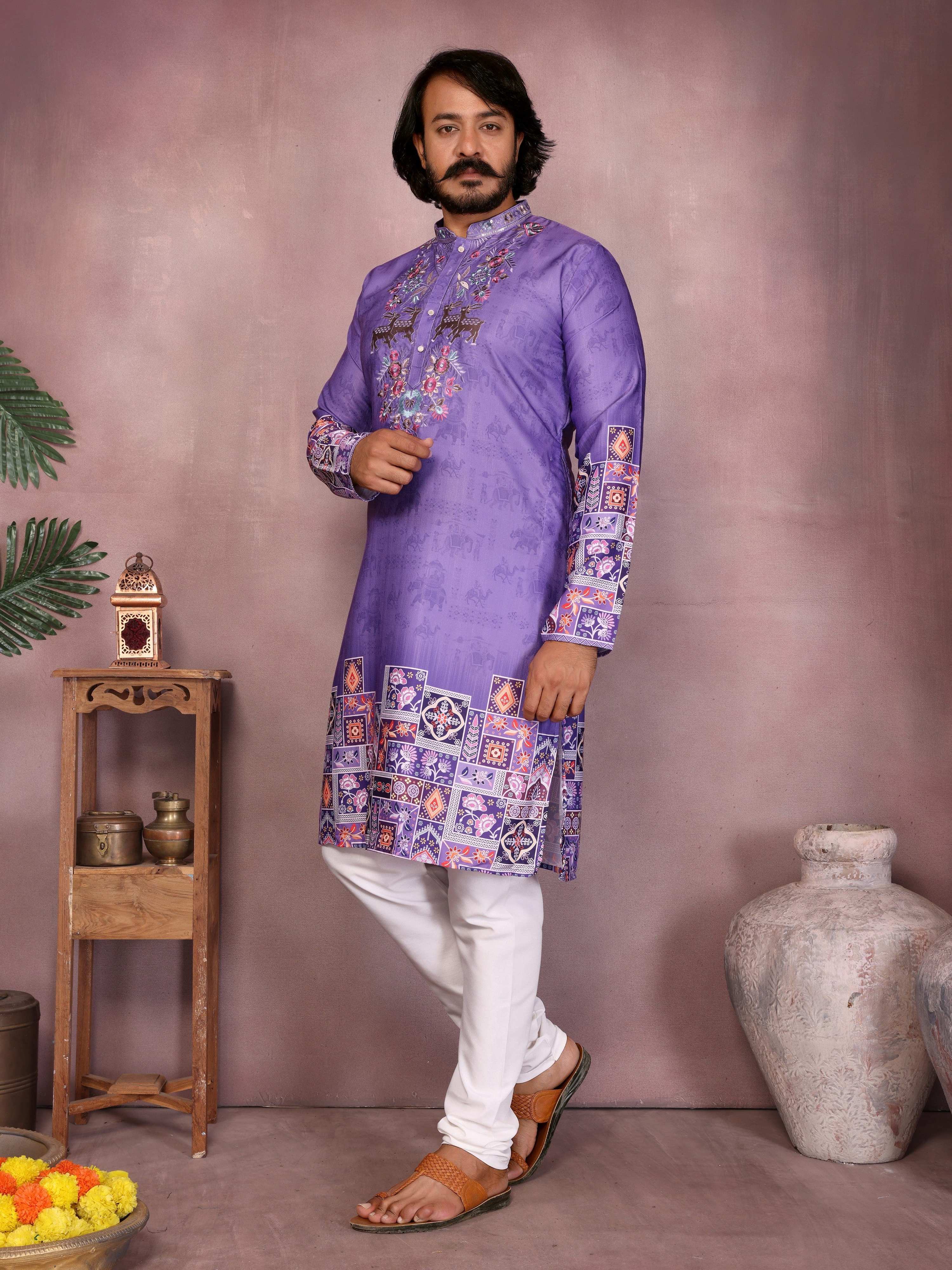 Toddler Boys Jamuni Sequins Embroidered Kurta and Pajama Set
