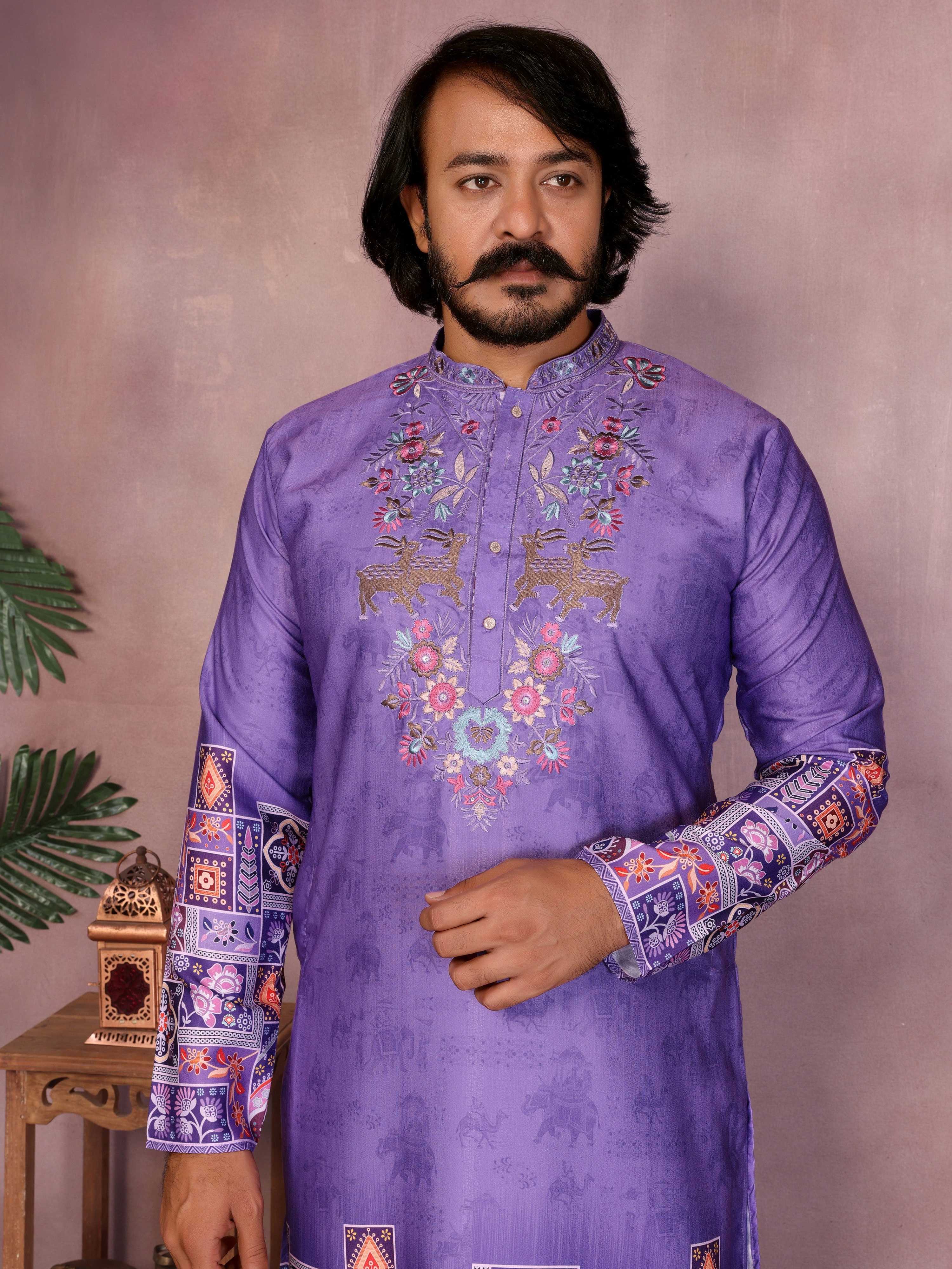 Toddler Boys Jamuni Sequins Embroidered Kurta and Pajama Set