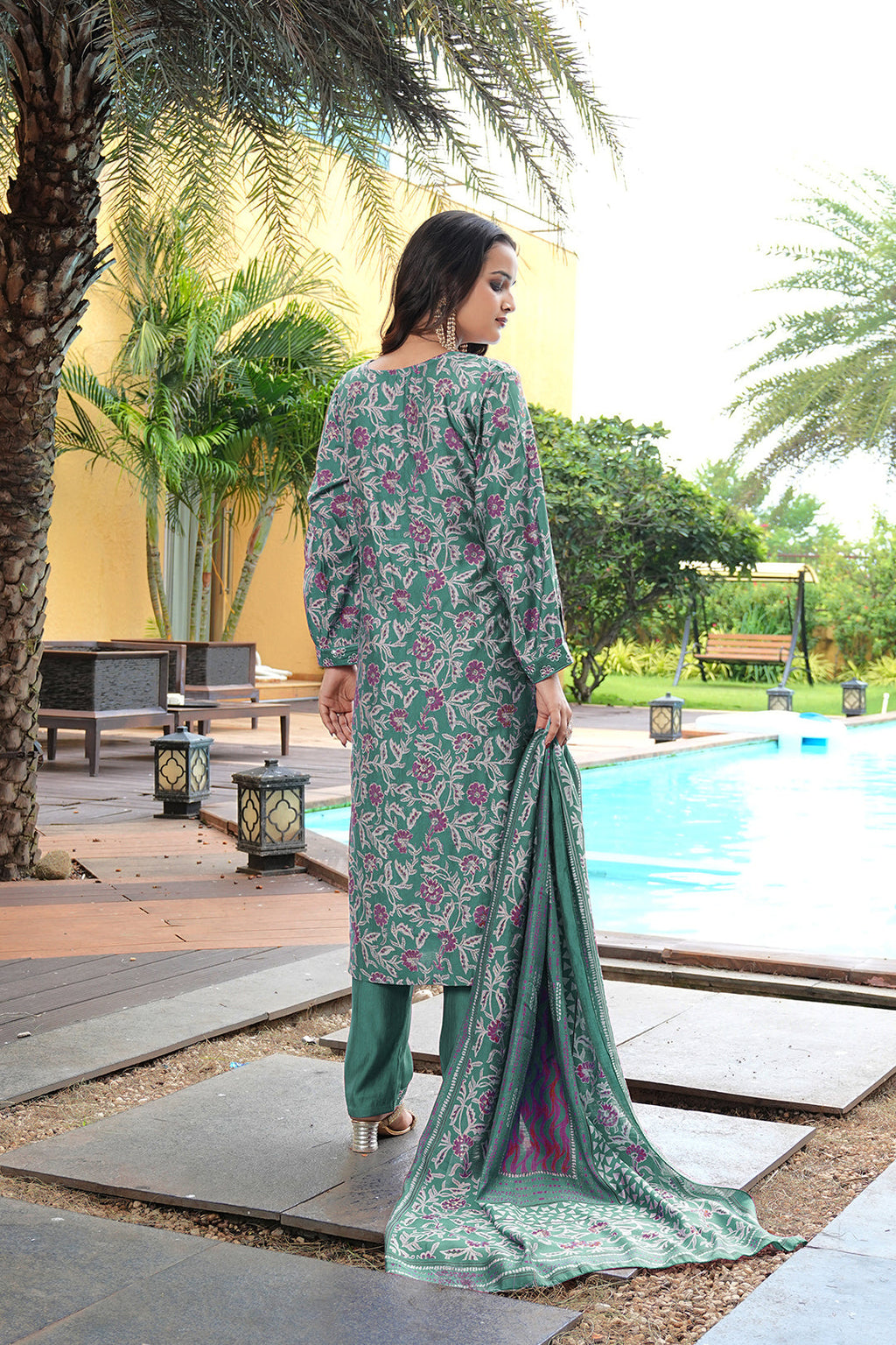 Jyoti Fashion Rama Cotton Silk Floral Printed Designer Kurta Set with Dupatta