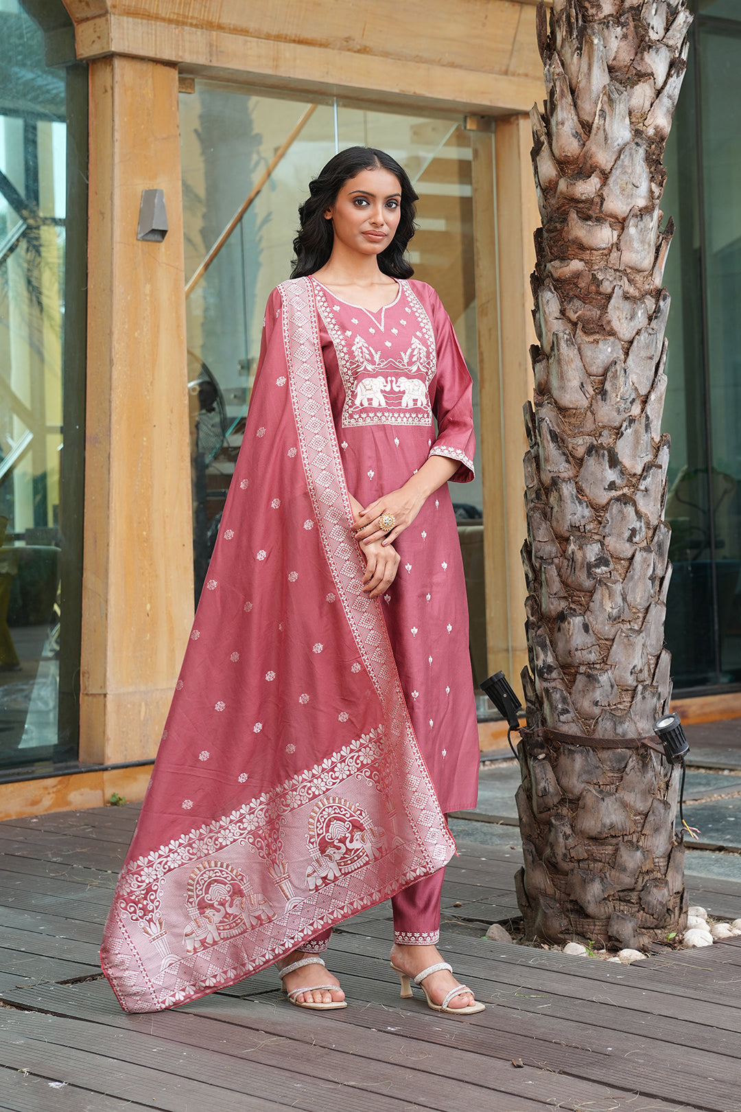 Jyoti Fashion Peach Vatican Embroidered Designer Kurta Set with Dupatta