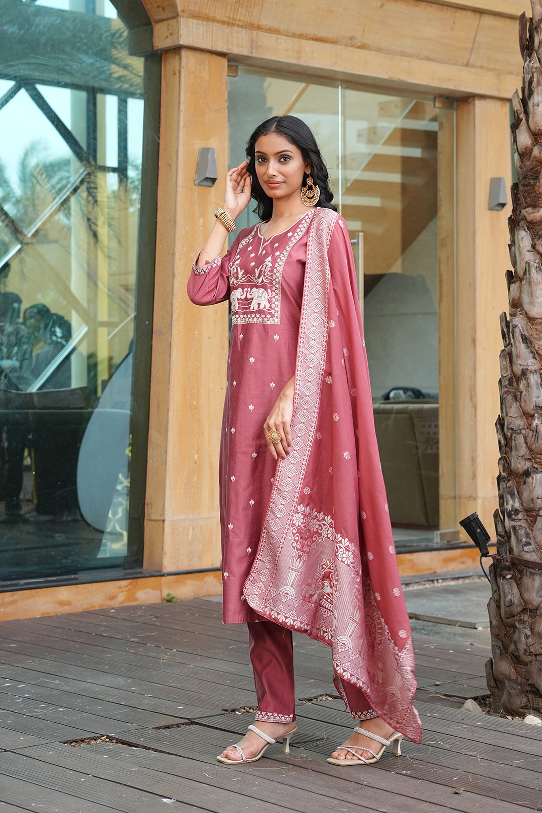 Jyoti Fashion Peach Vatican Embroidered Designer Kurta Set with Dupatta