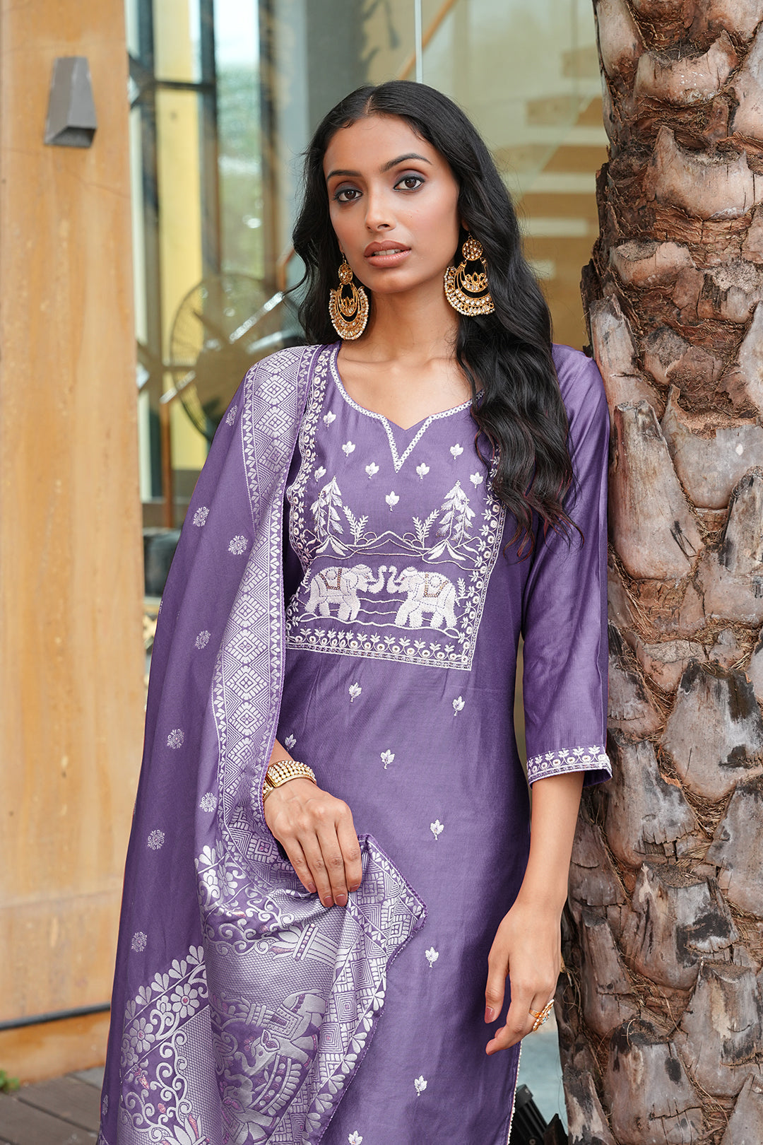 Jyoti Fashion Purple Vatican Embroidered Designer Kurta Set with Dupatta