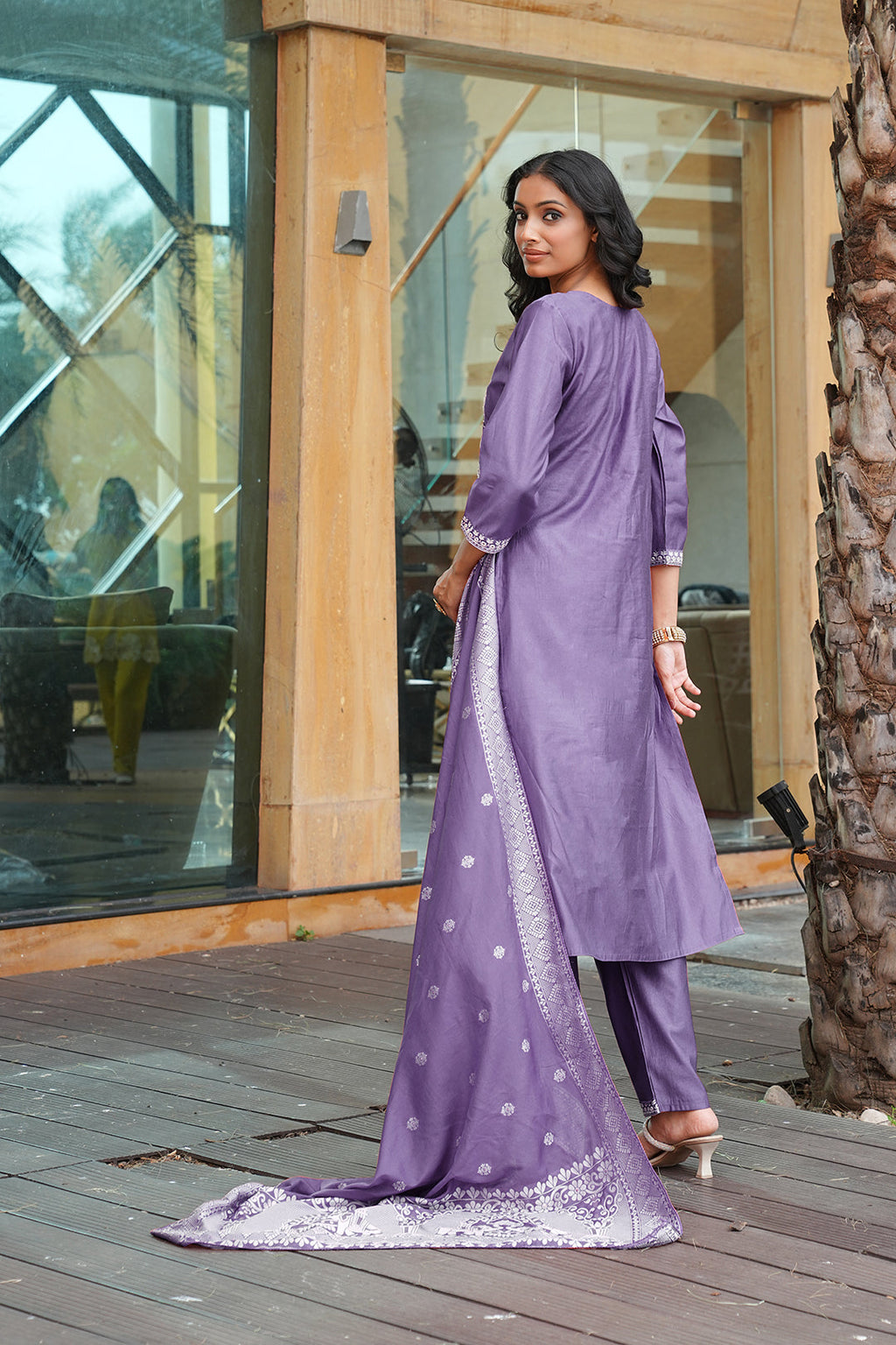 Jyoti Fashion Purple Vatican Embroidered Designer Kurta Set with Dupatta