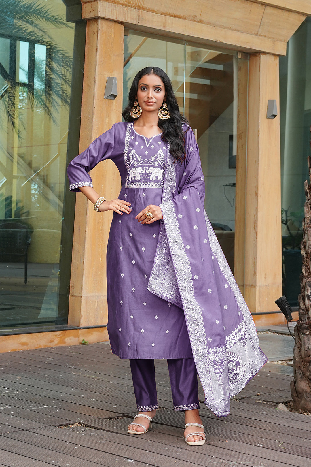 Jyoti Fashion Purple Vatican Embroidered Designer Kurta Set with Dupatta