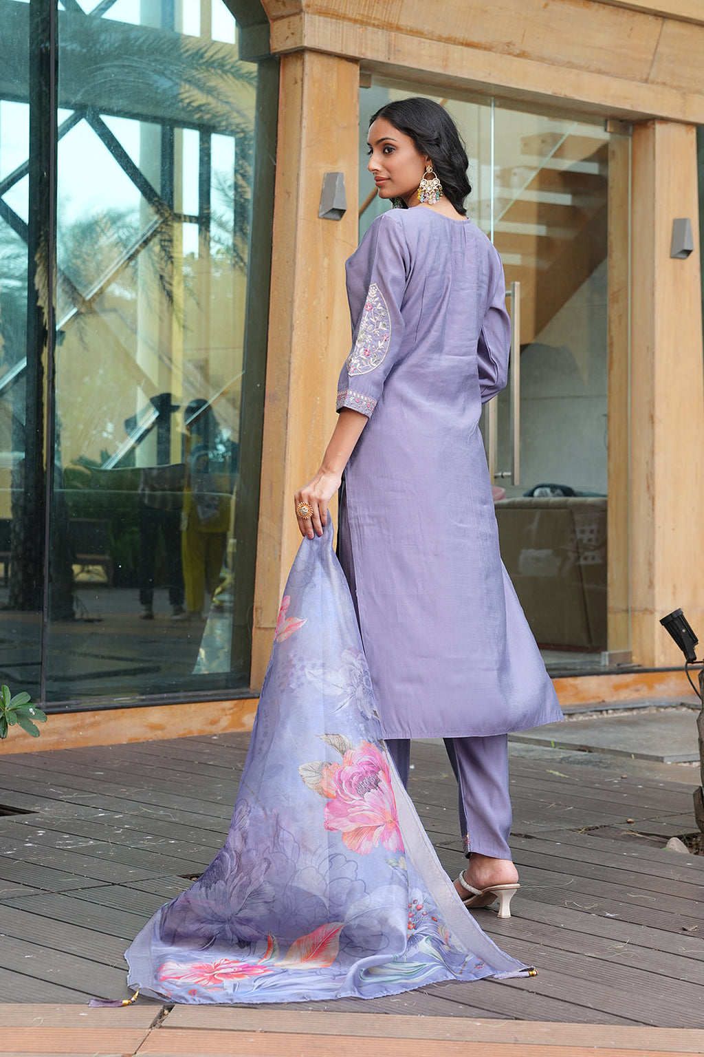 Grey Vatican Embroidered Designer Kurta Set with Dupatta