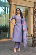 Jyoti Fashion Grey Vatican Embroidered Designer Kurta Set with matching dupatta
