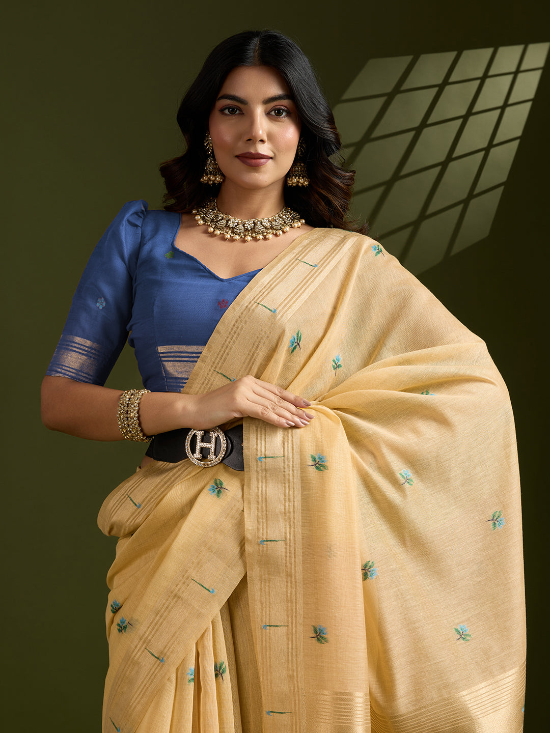 Yellow Muga Cotton Paithani Saree with Traditional Zari Weave