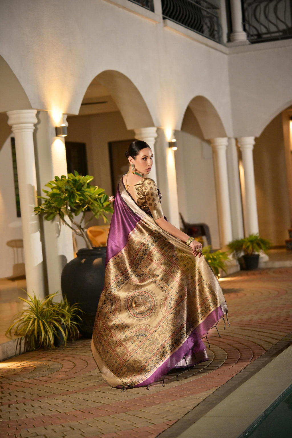 Purple Soft Khadi Raw Silk Zari Woven Saree with Blouse Piece