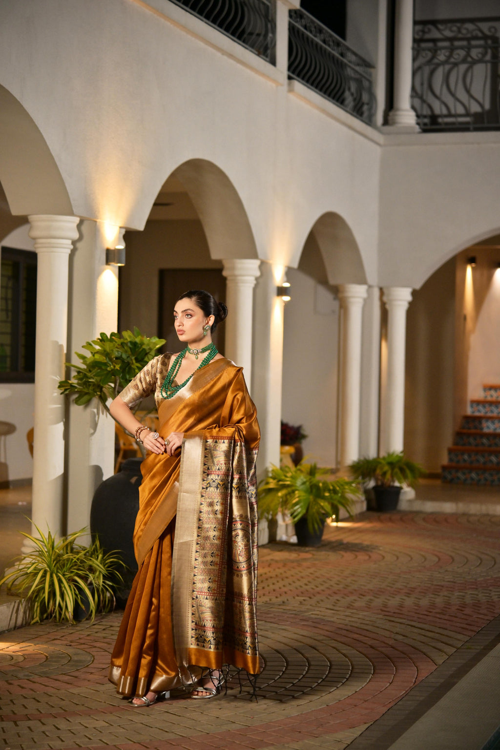 Mustard Soft Khadi Raw Silk Saree with Zari Woven Detailing
