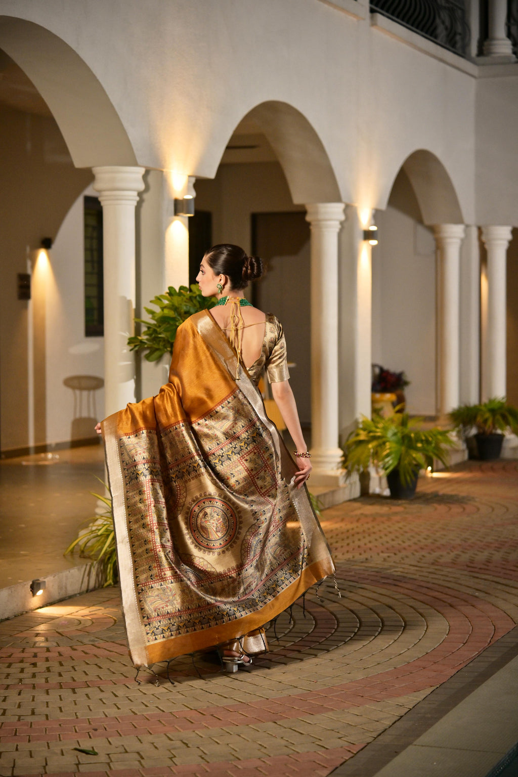 Mustard Soft Khadi Raw Silk Saree with Zari Woven Detailing