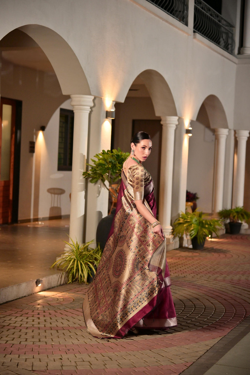Maroon Soft Khadi Raw Silk Zari Woven Saree with Matching Blouse