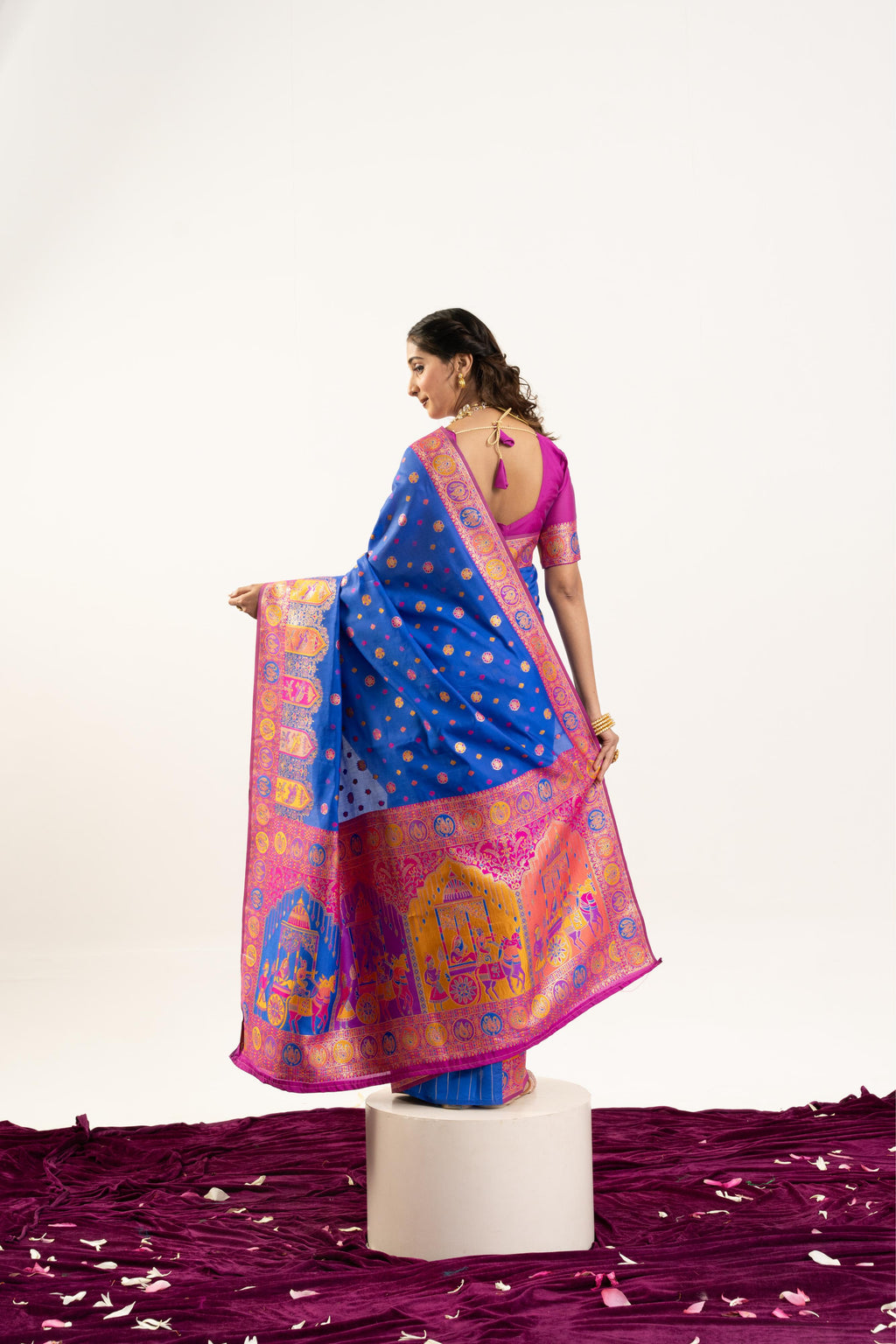 Blue Banarasi Pashmina Soft Silk Saree with Zari Weave