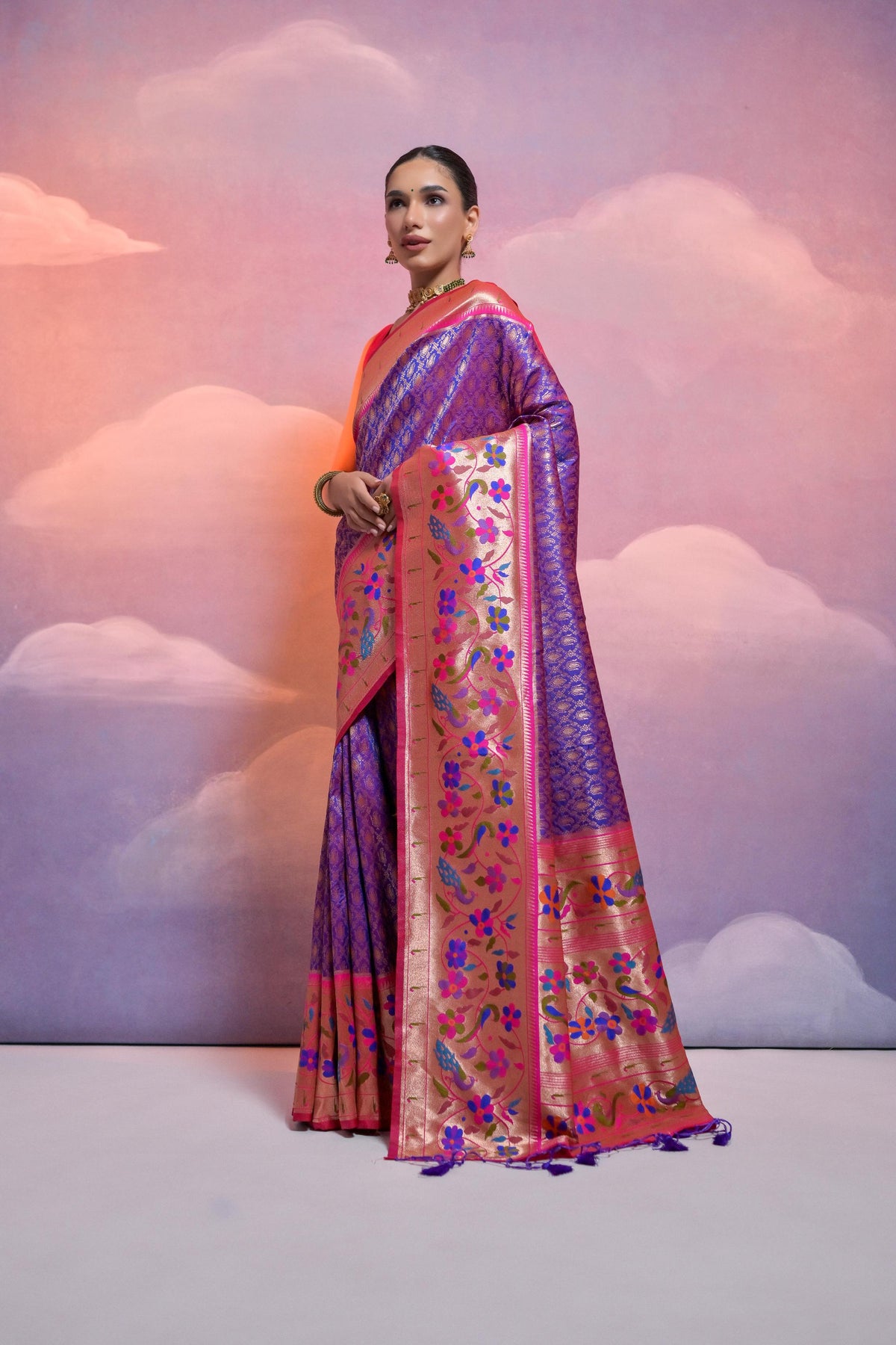 Royal Blue Banarasi Silk Saree with Zari Woven Details