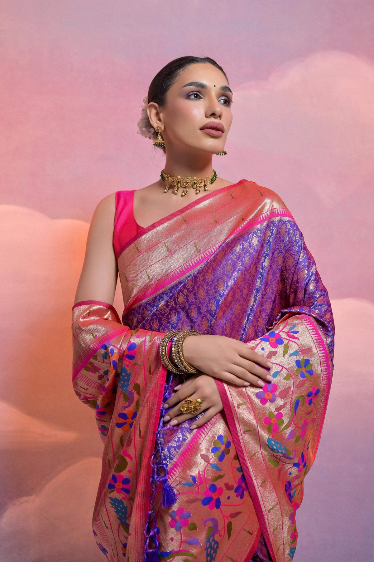 Royal Blue Banarasi Silk Saree with Zari Woven Details