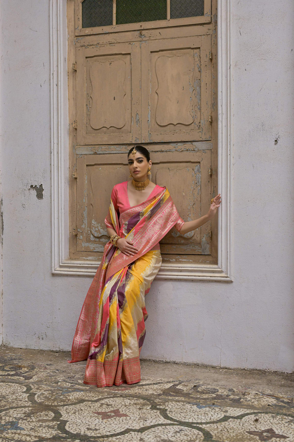 Multicolor Banarasi Silk Zari Woven Saree for Festive Occasions