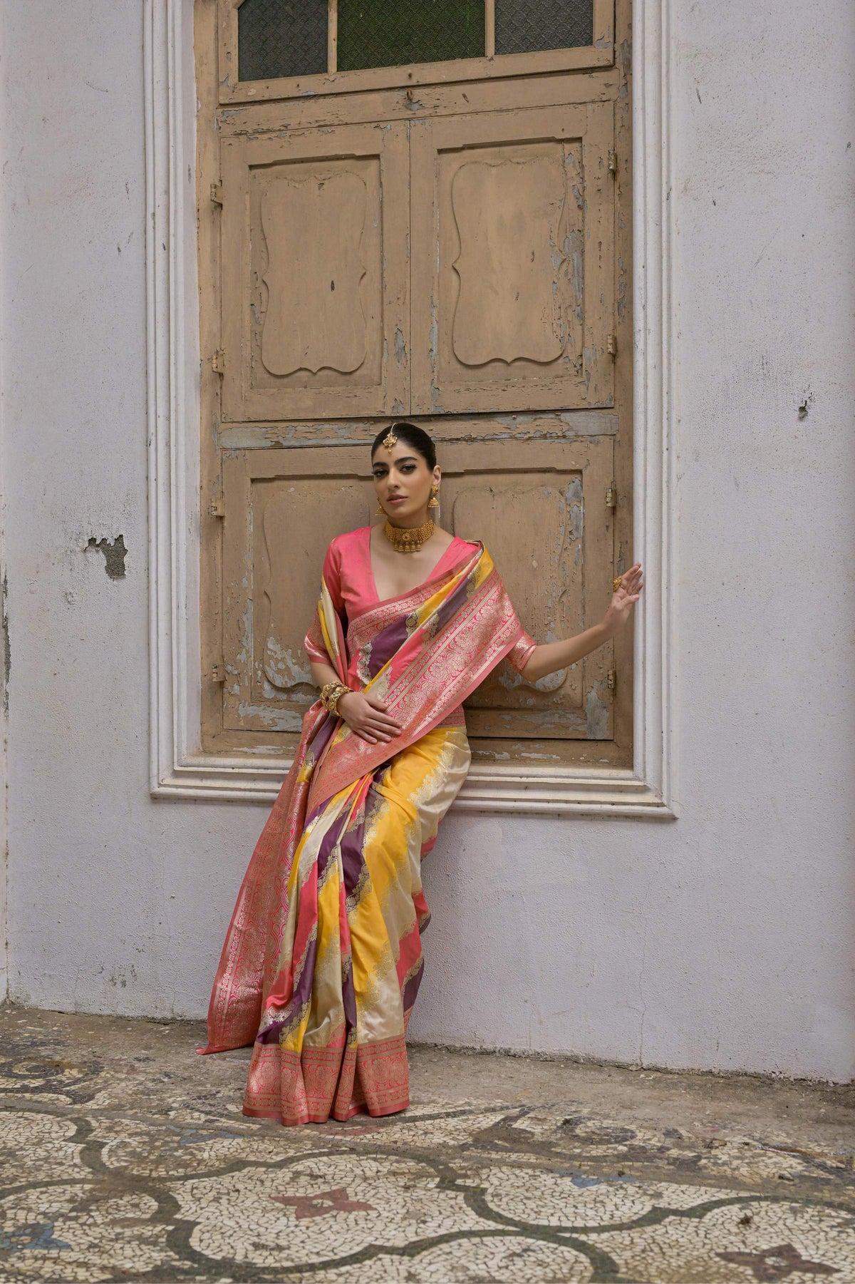 Multicolor Banarasi Silk Zari Woven Saree for Festive Occasions