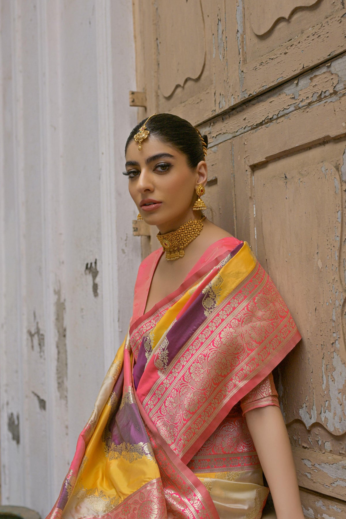 Multicolor Banarasi Silk Zari Woven Saree for Festive Occasions