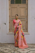 Multicolor Banarasi silk saree with traditional Kadwa zari weaving