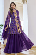 Jyoti Fashion Purple Faux Georgette Embroidered Designer Kurta Set with Dupatta