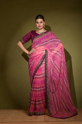 Jyoti Fashion Women's Pink Foil Print with Sequence Georgette Saree with Blouse