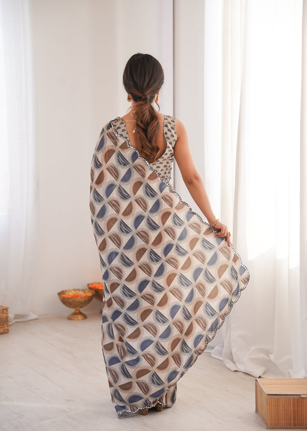 Women's Multicolor Chinon Digital Printed Designer Saree