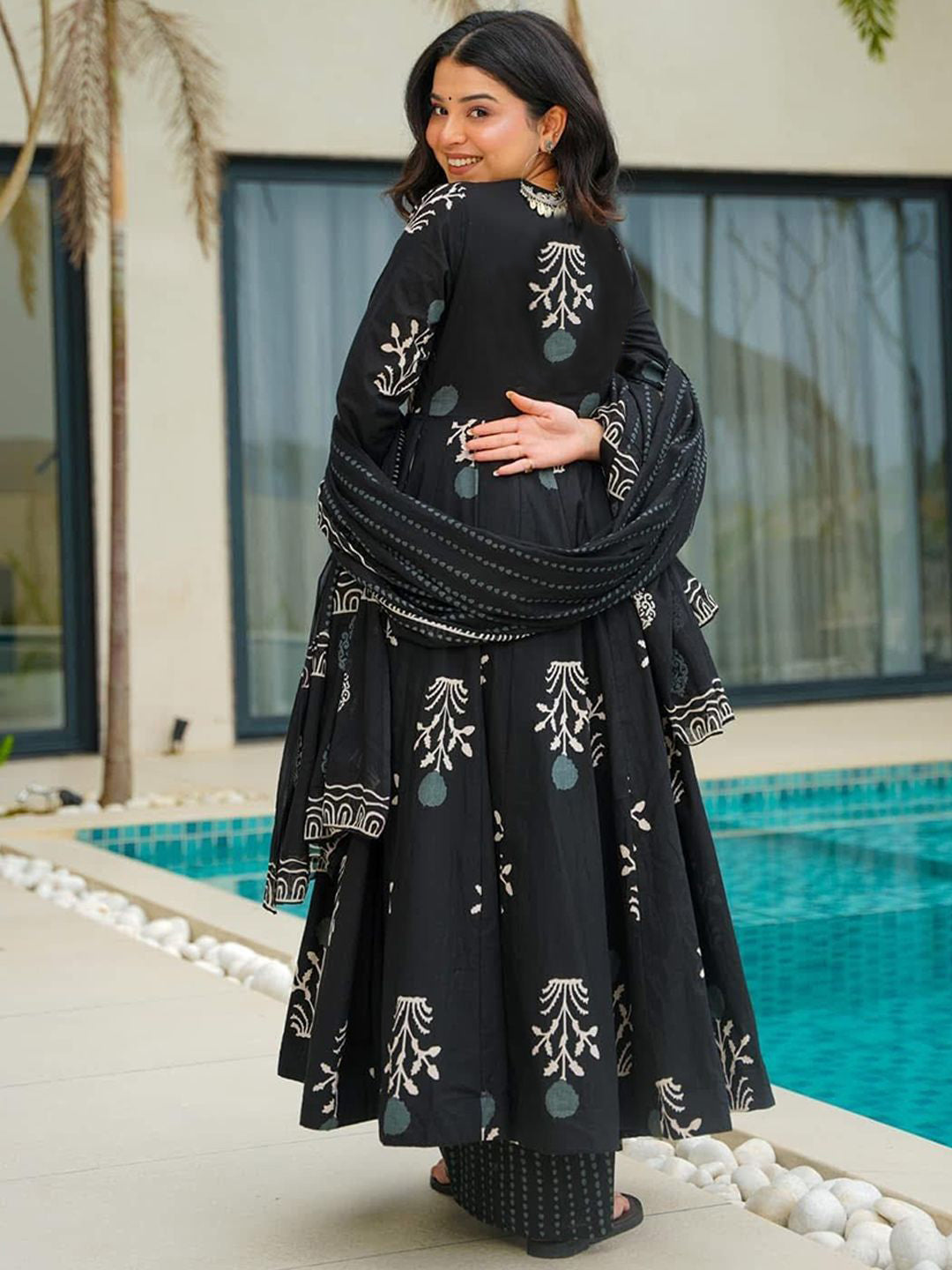 Jyoti Fashion Black Rayon Printed Designer Kurta Set With Dupatta