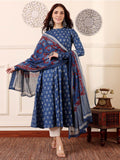 Morpich printed rayon straight-cut kurta with matching dupatta