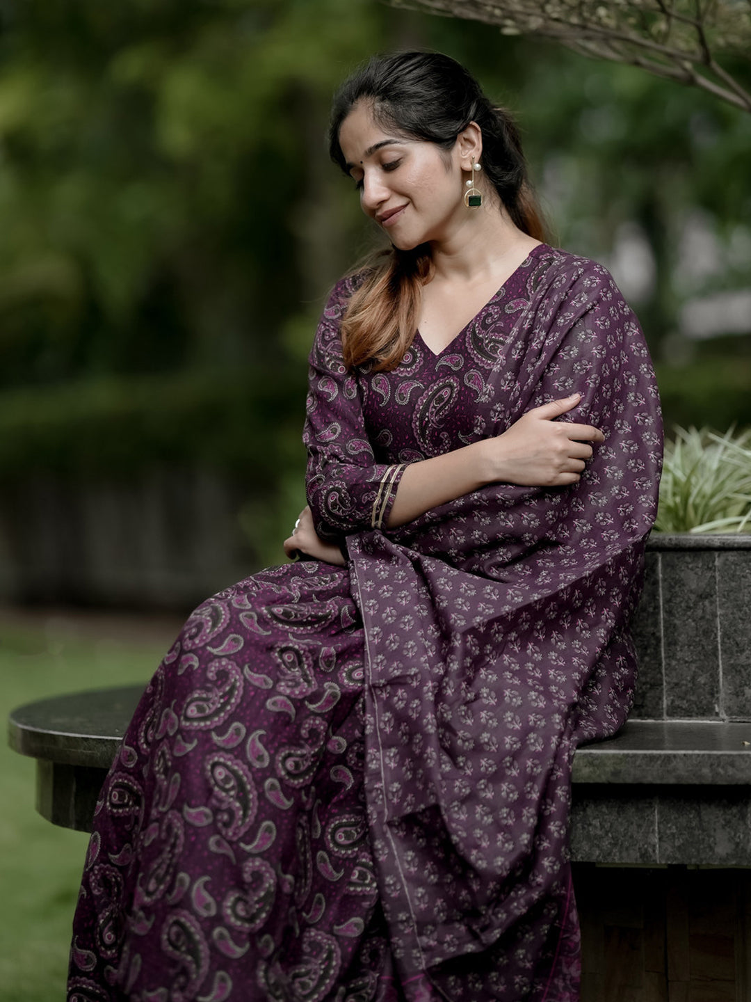 Jyoti Fashion Wine Rayon Printed Designer Kurta Set With Dupatta