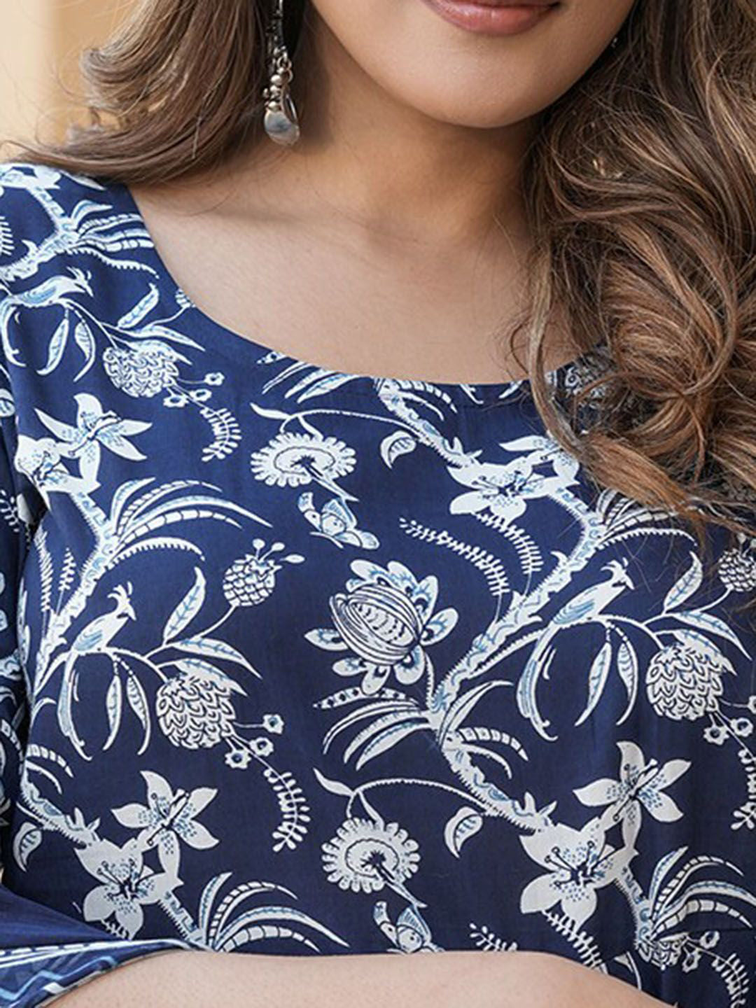 Jyoti Fashion Navy Blue Rayon Printed Designer Kurta Set With Dupatta