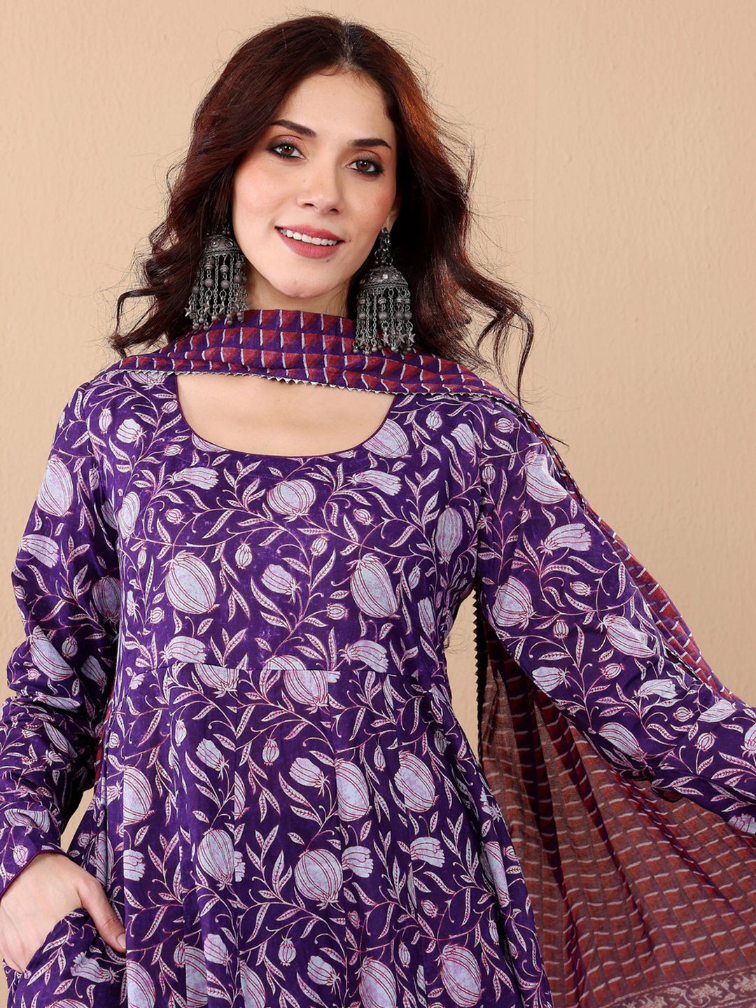 Jyoti Fashion Purple Rayon Printed Designer Kurta Set With Dupatta
