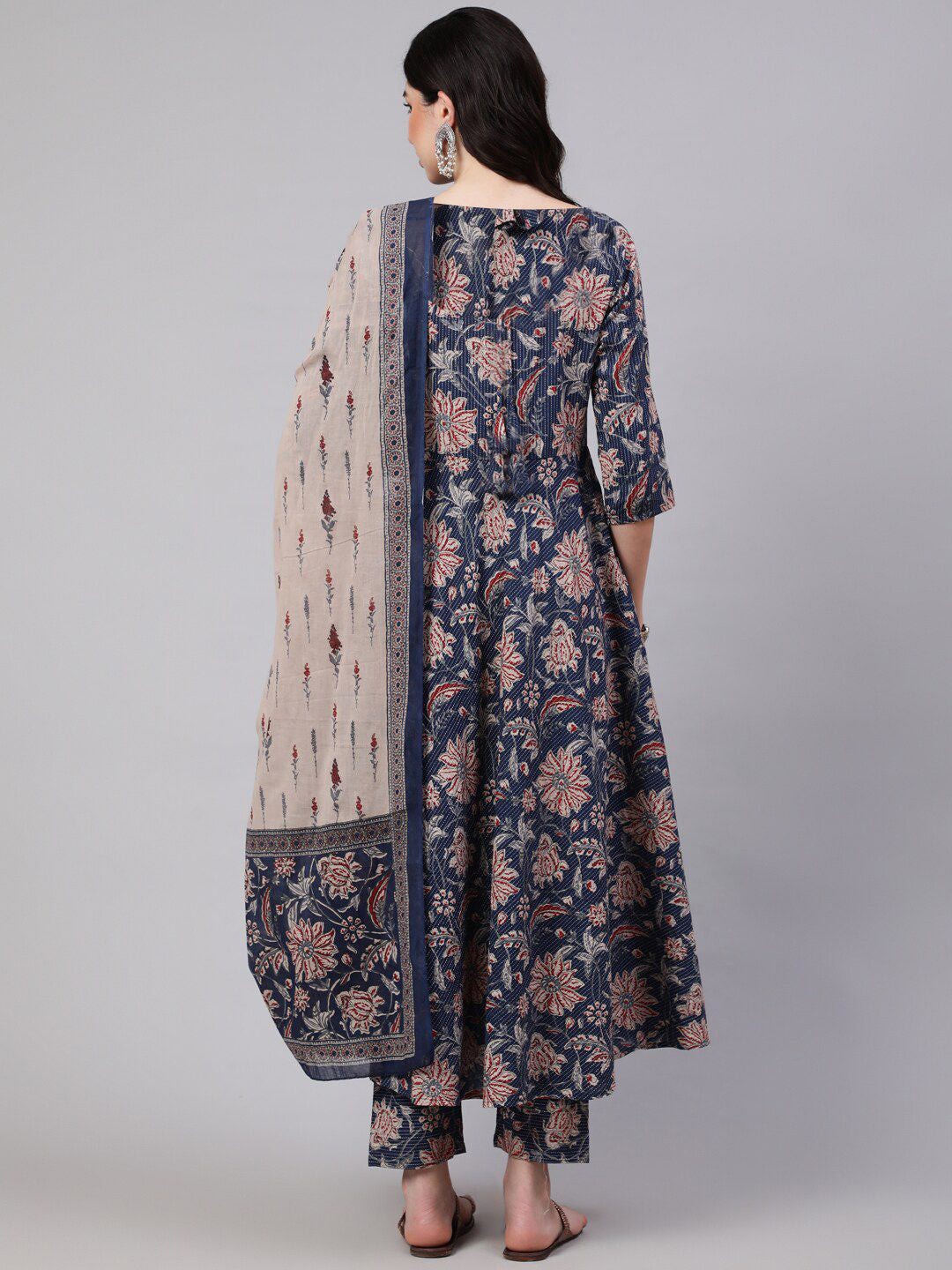 Jyoti Fashion Navy Blue Rayon Printed Designer Kurta Set With Dupatta