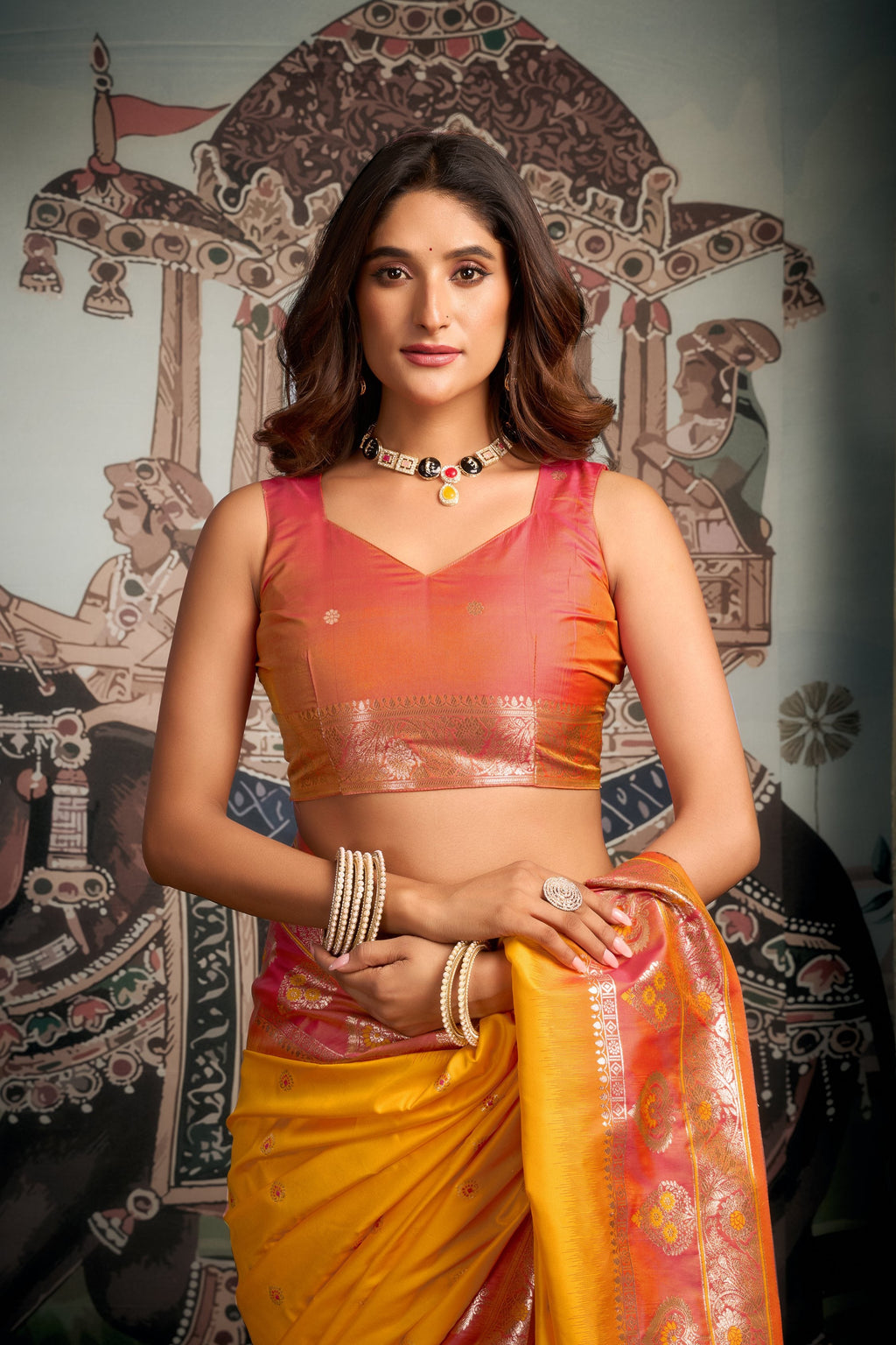 Yellow Soft Silk Zari Woven Saree with Matching Blouse Piece