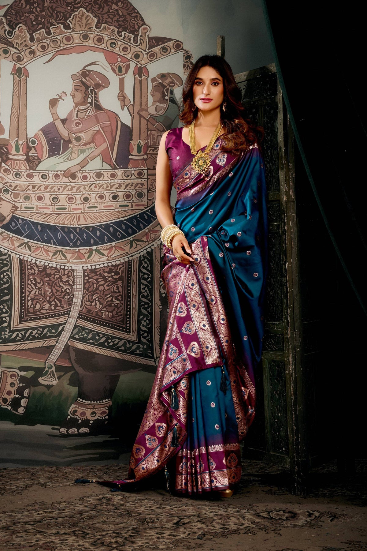 Morpich Soft Silk Zari Woven Saree with Matching Blouse