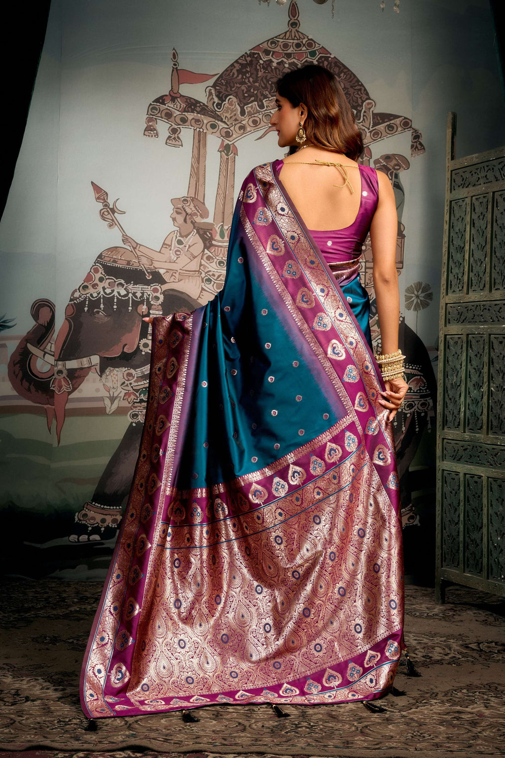 Morpich Soft Silk Zari Woven Saree with Matching Blouse