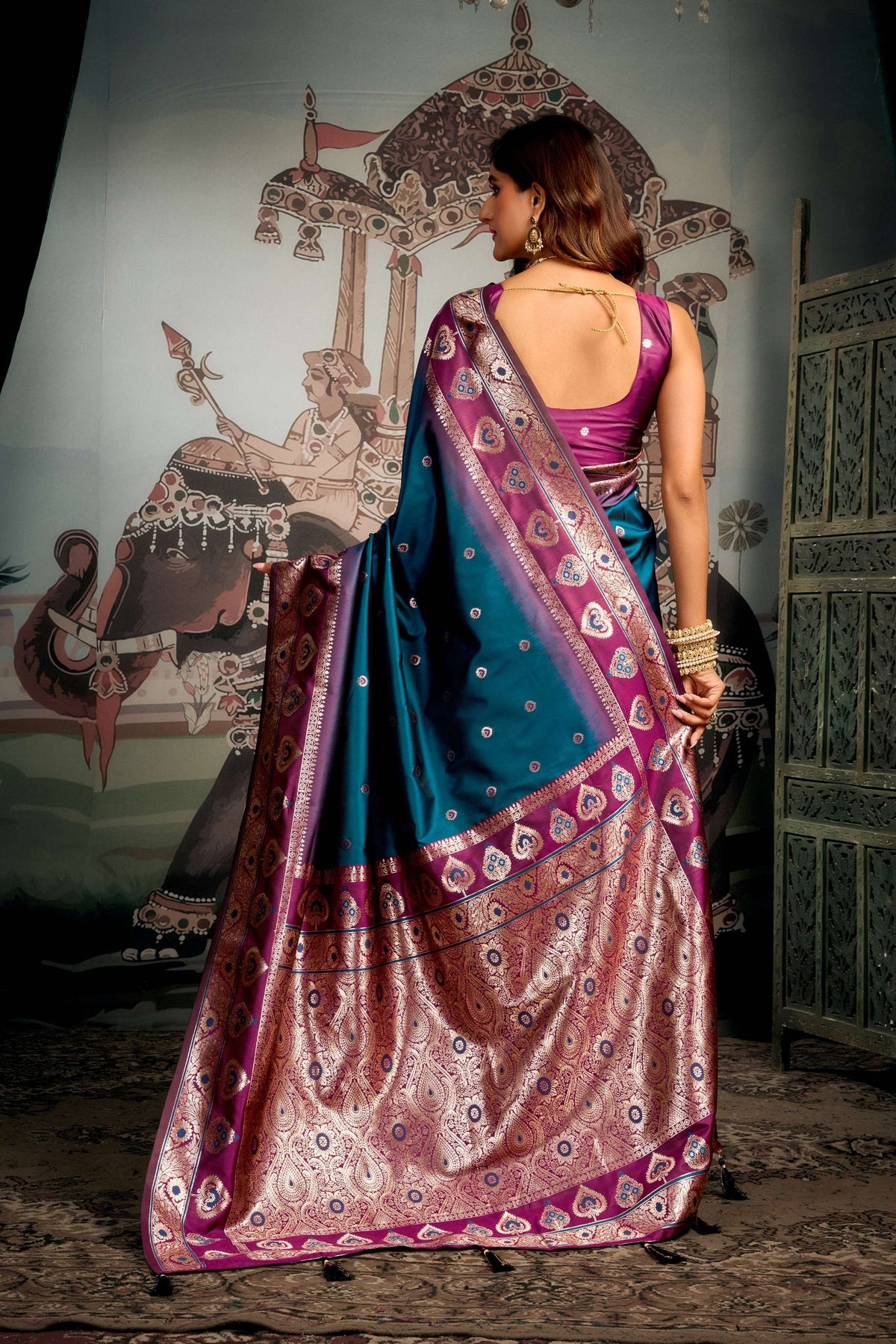 Morpich Soft Silk Zari Woven Saree with Matching Blouse