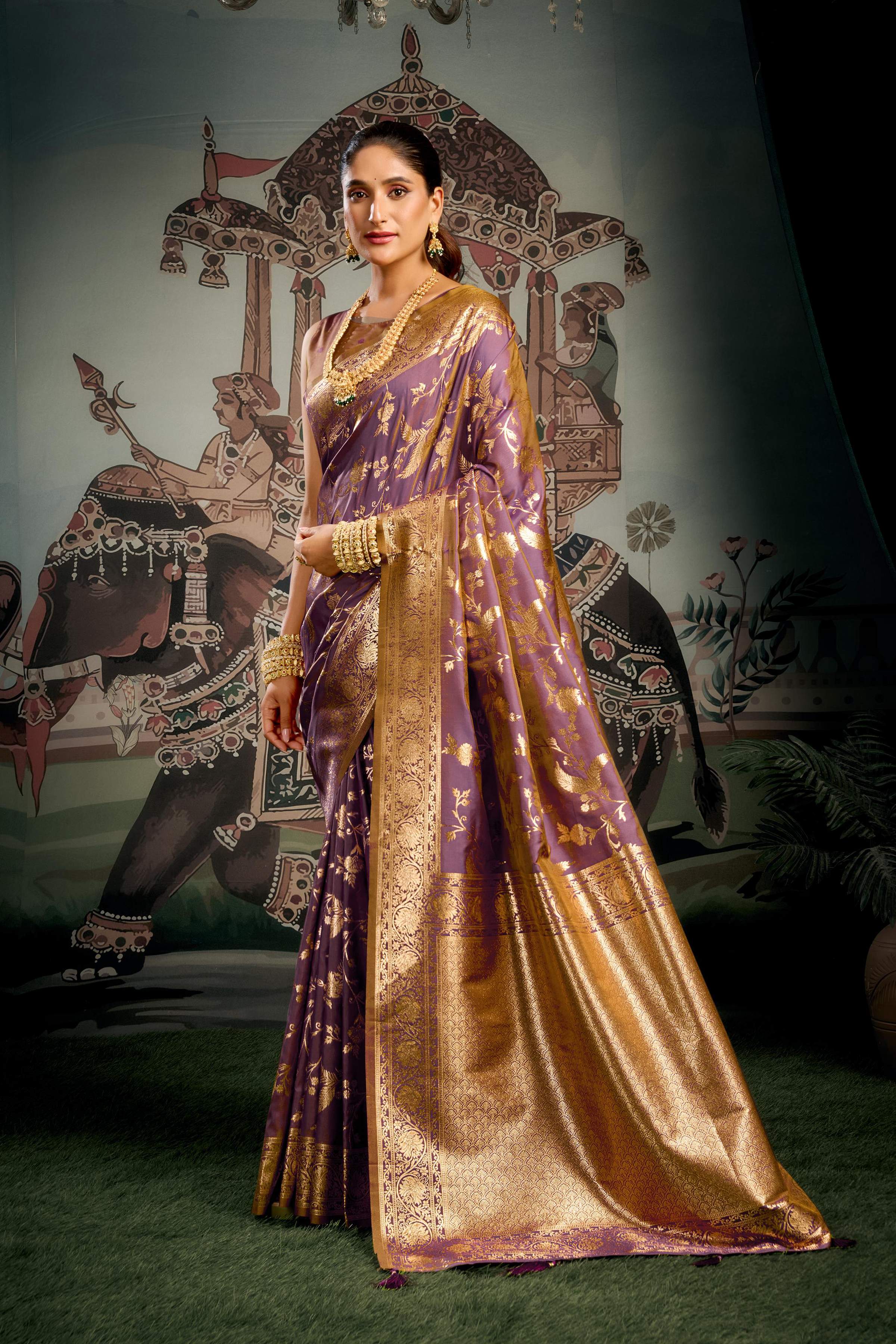 Wine Soft Silk Zari Woven Saree with Matching Blouse