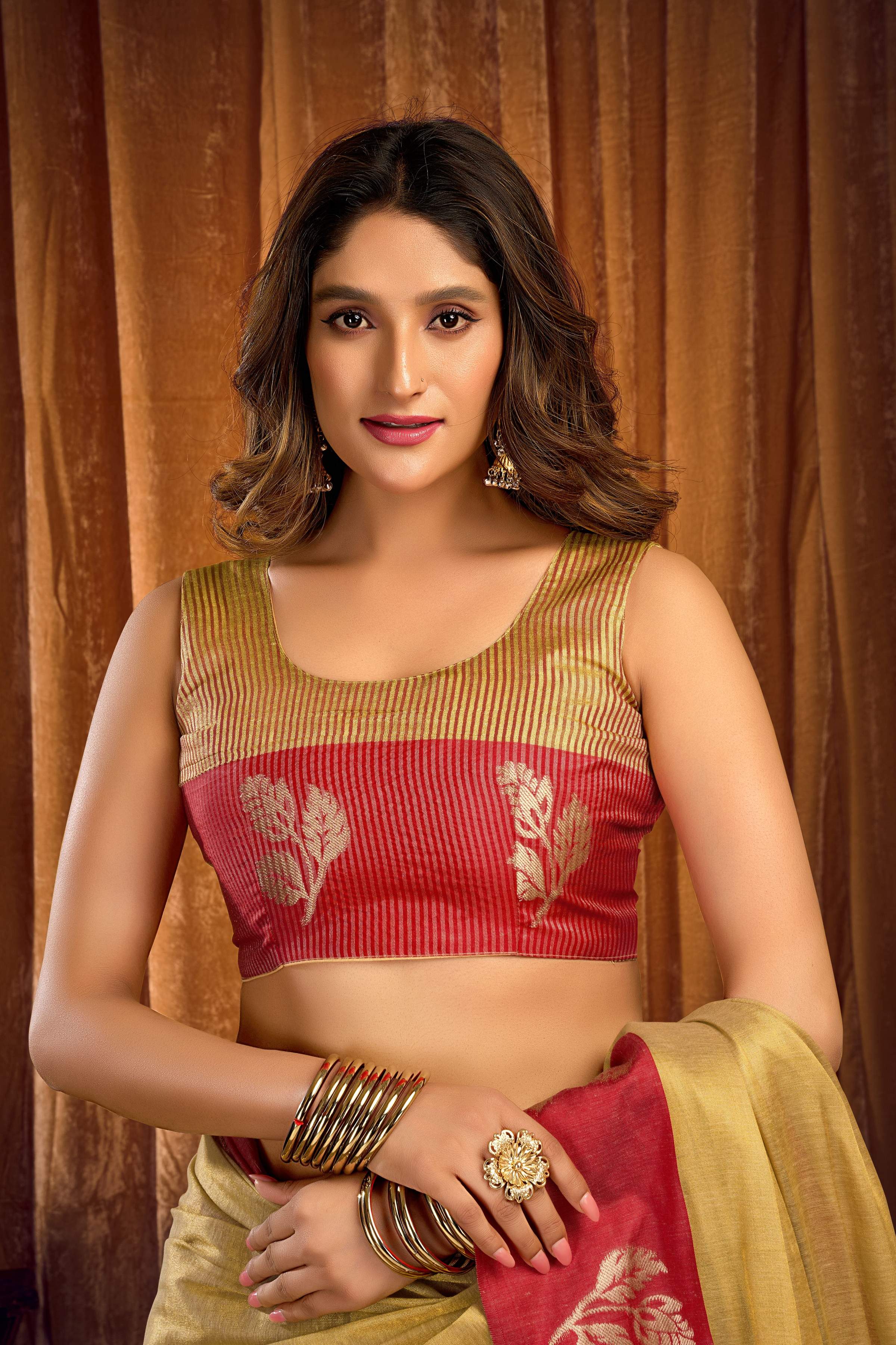 Pista Green Soft Tissue Saree with Zari Woven Detail and Blouse