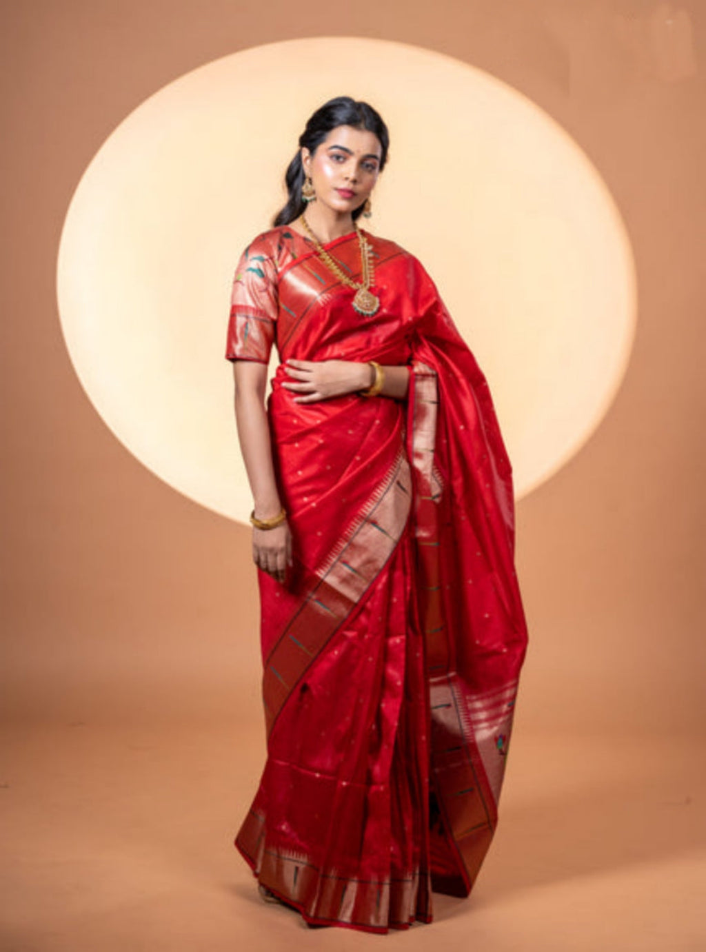 Maroon soft khadi raw silk saree featuring Zari Meena weaving and Jhalar edges
