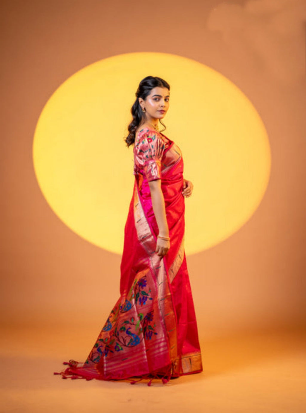 Women's Pink Soft Khadi Raw Silk Saree with Meena Weaving and Blouse