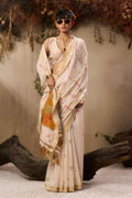 Orange soft Muga cotton saree with intricate Resham weaving