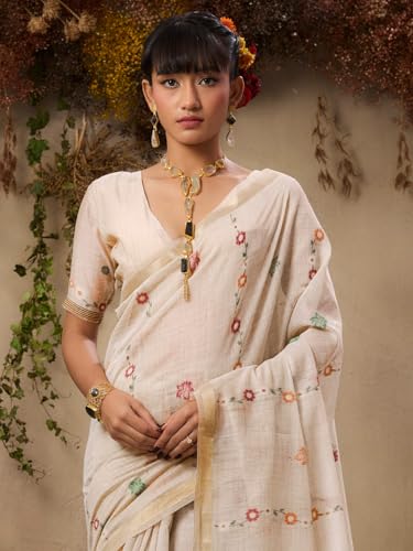 Red Soft Muga Cotton Saree with Resham Weaving and Blouse