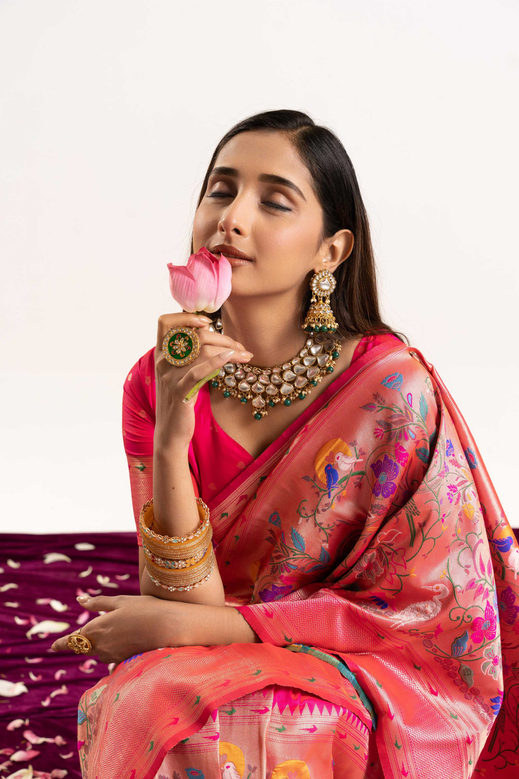 Women's Pink Soft Banarasi Silk Saree with Zari Woven Border