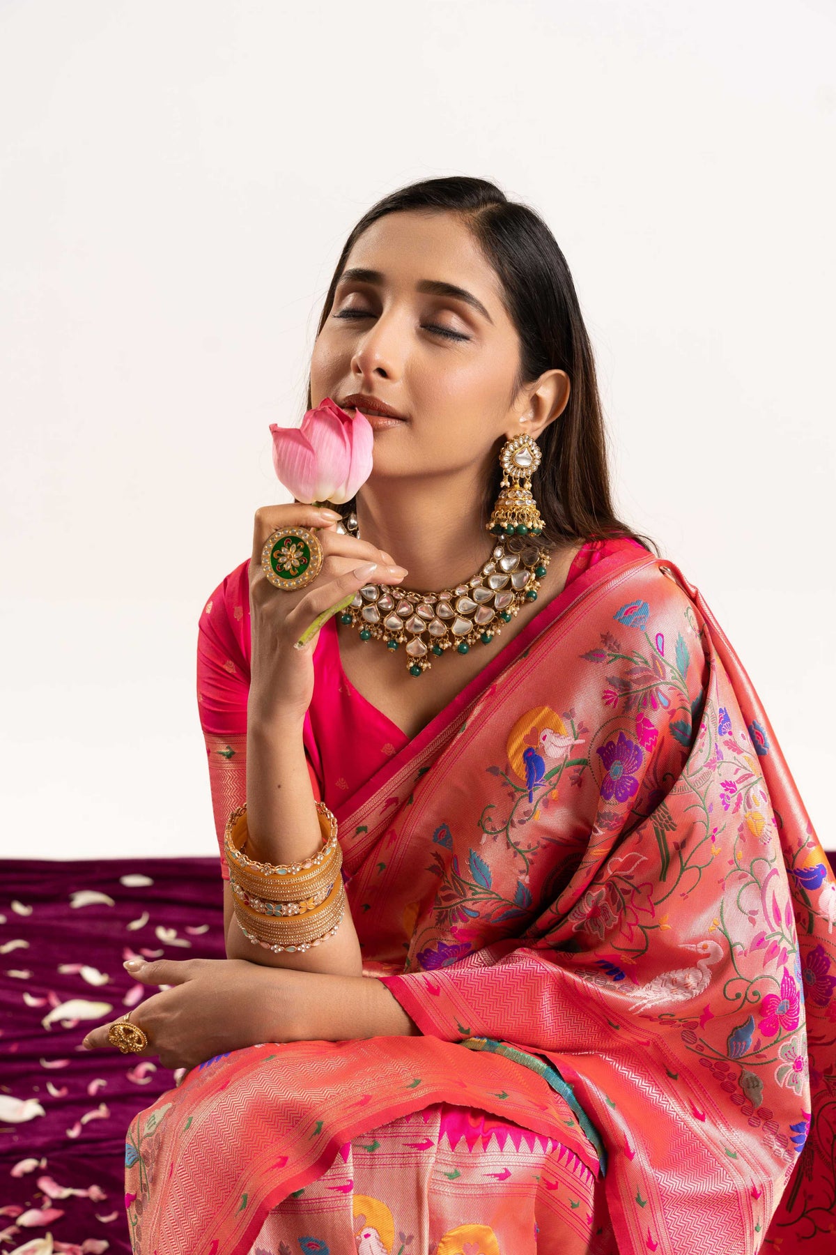 Women's Pink Soft Banarasi Silk Saree with Zari Woven Border
