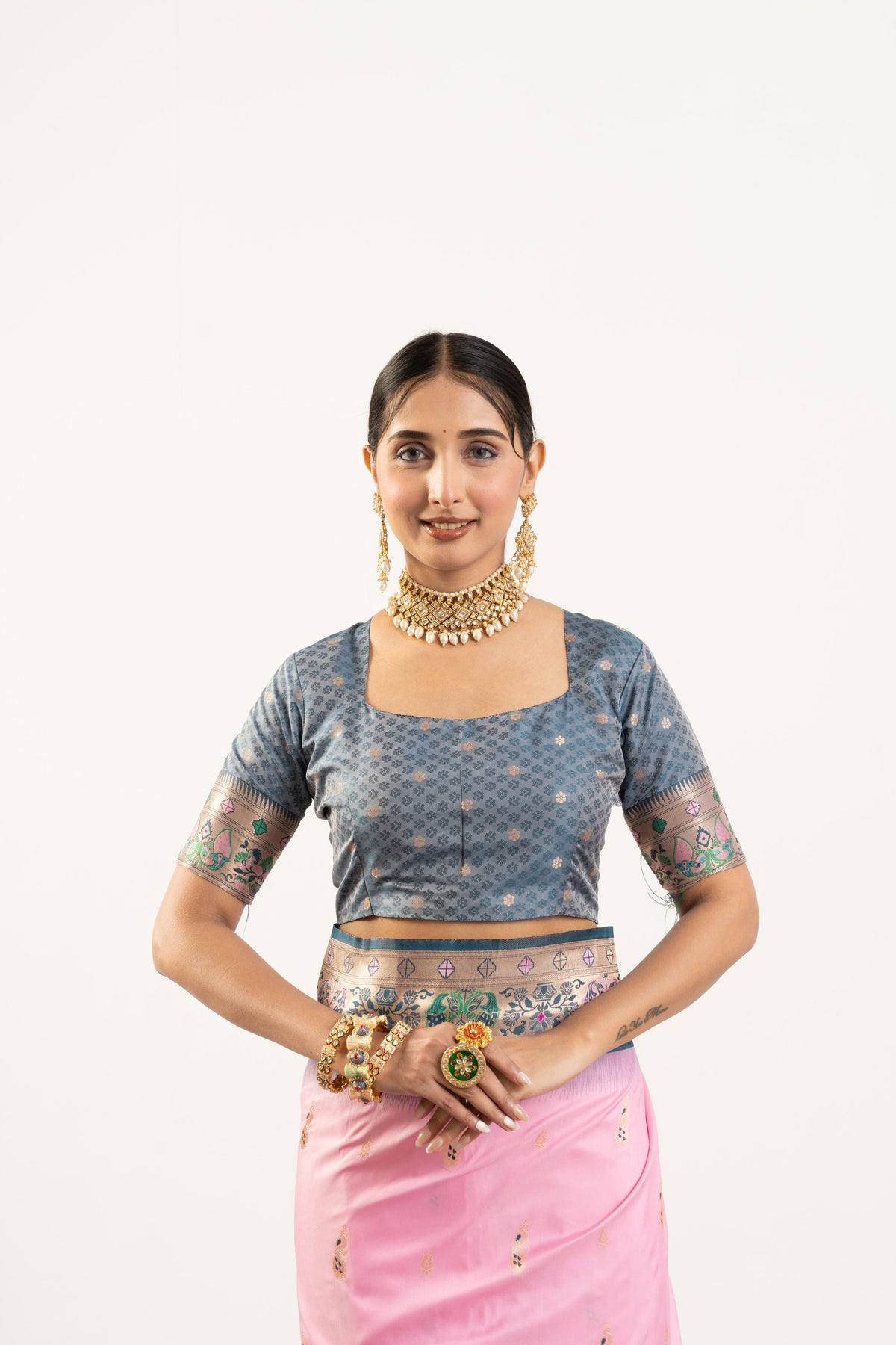 Baby Pink Soft Banarasi Silk Zari Woven Saree with Blouse