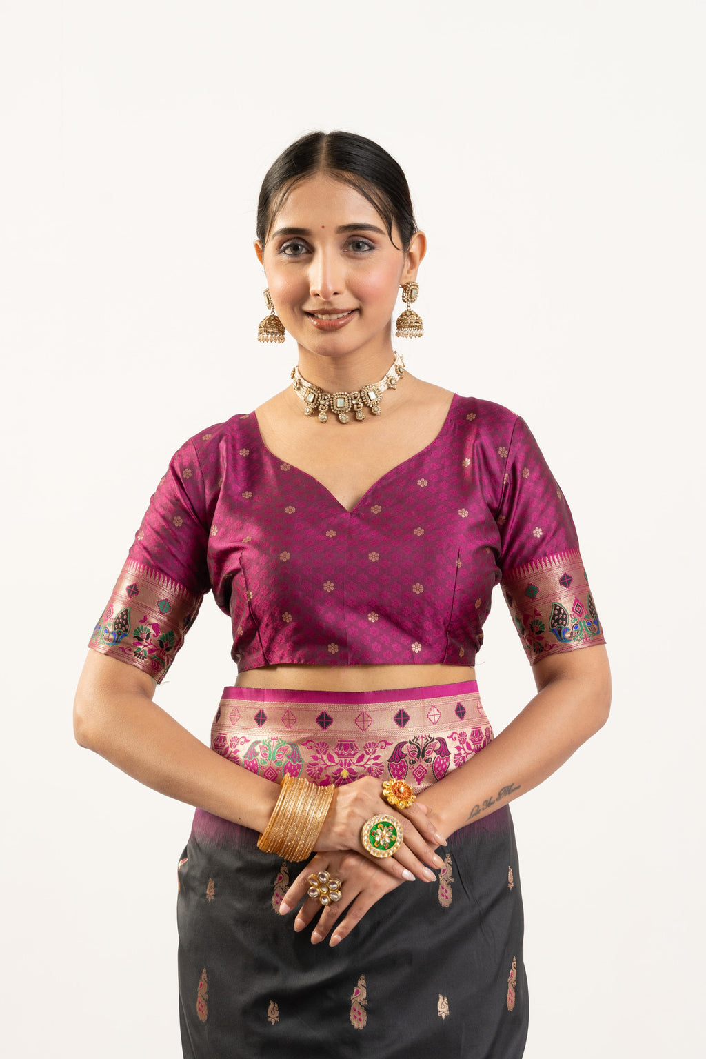 Black Soft Banarasi Silk Zari Woven Saree with Blouse