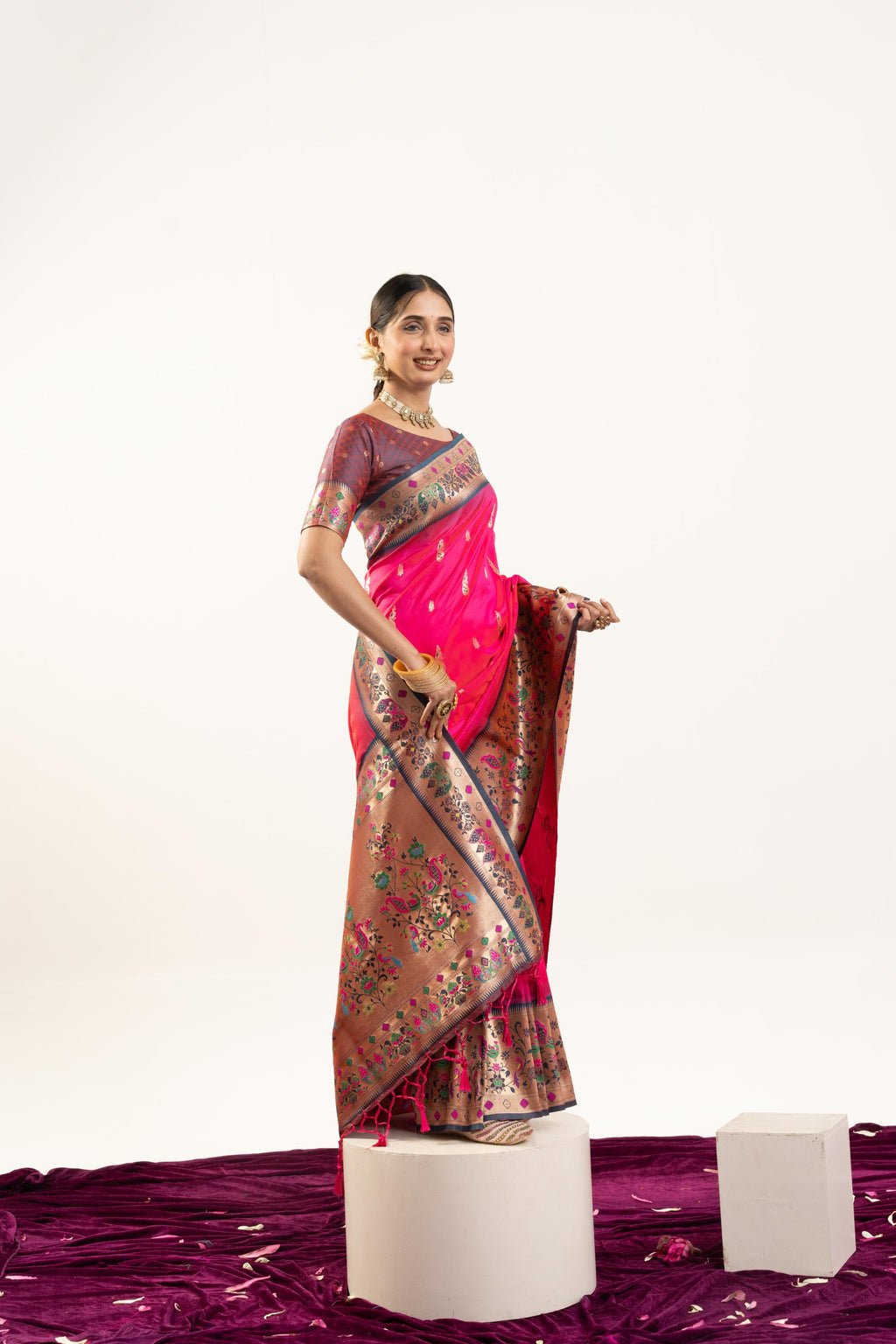 Rani Soft Banarasi Silk Zari Woven Saree with Blouse