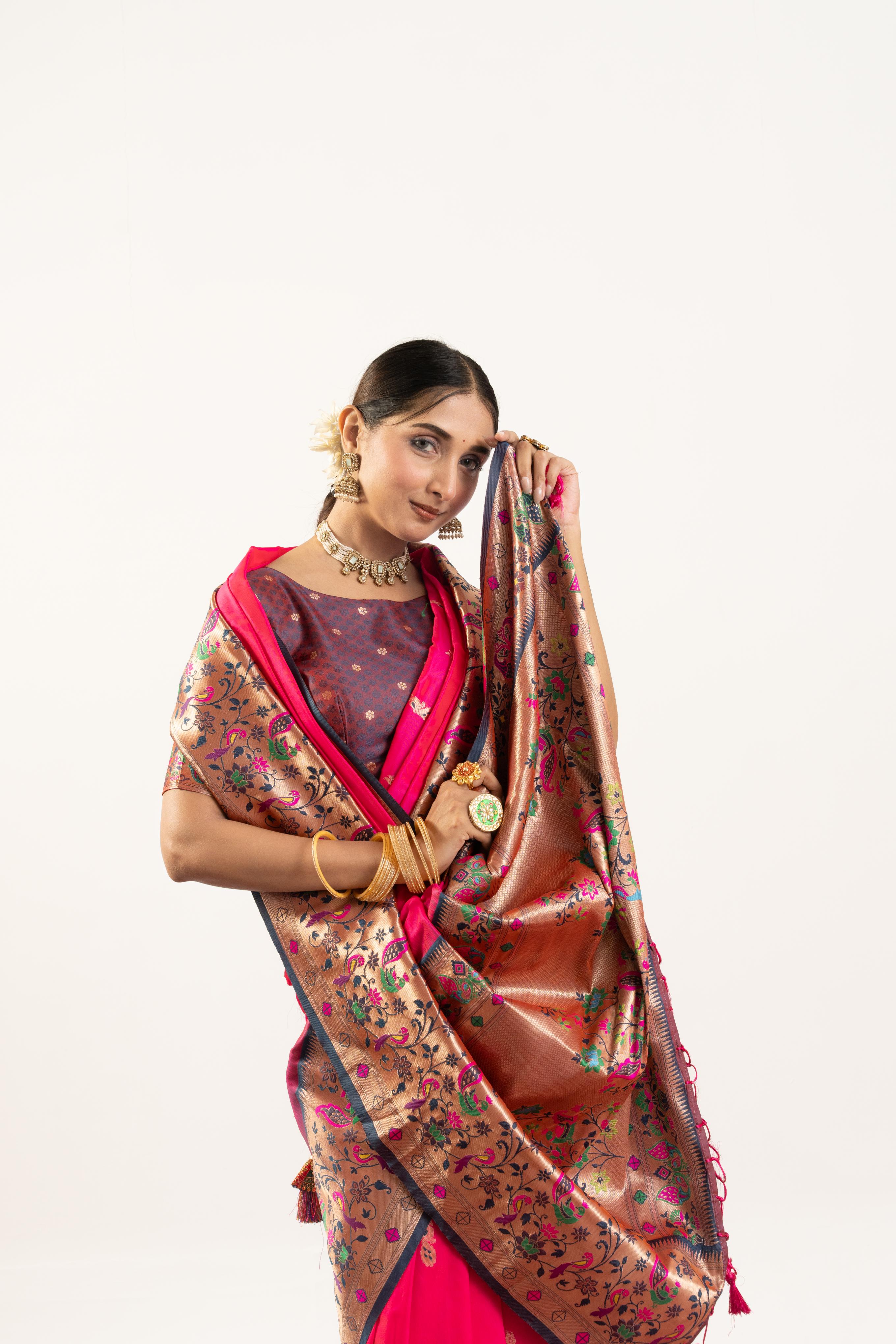 Rani Soft Banarasi Silk Zari Woven Saree with Blouse