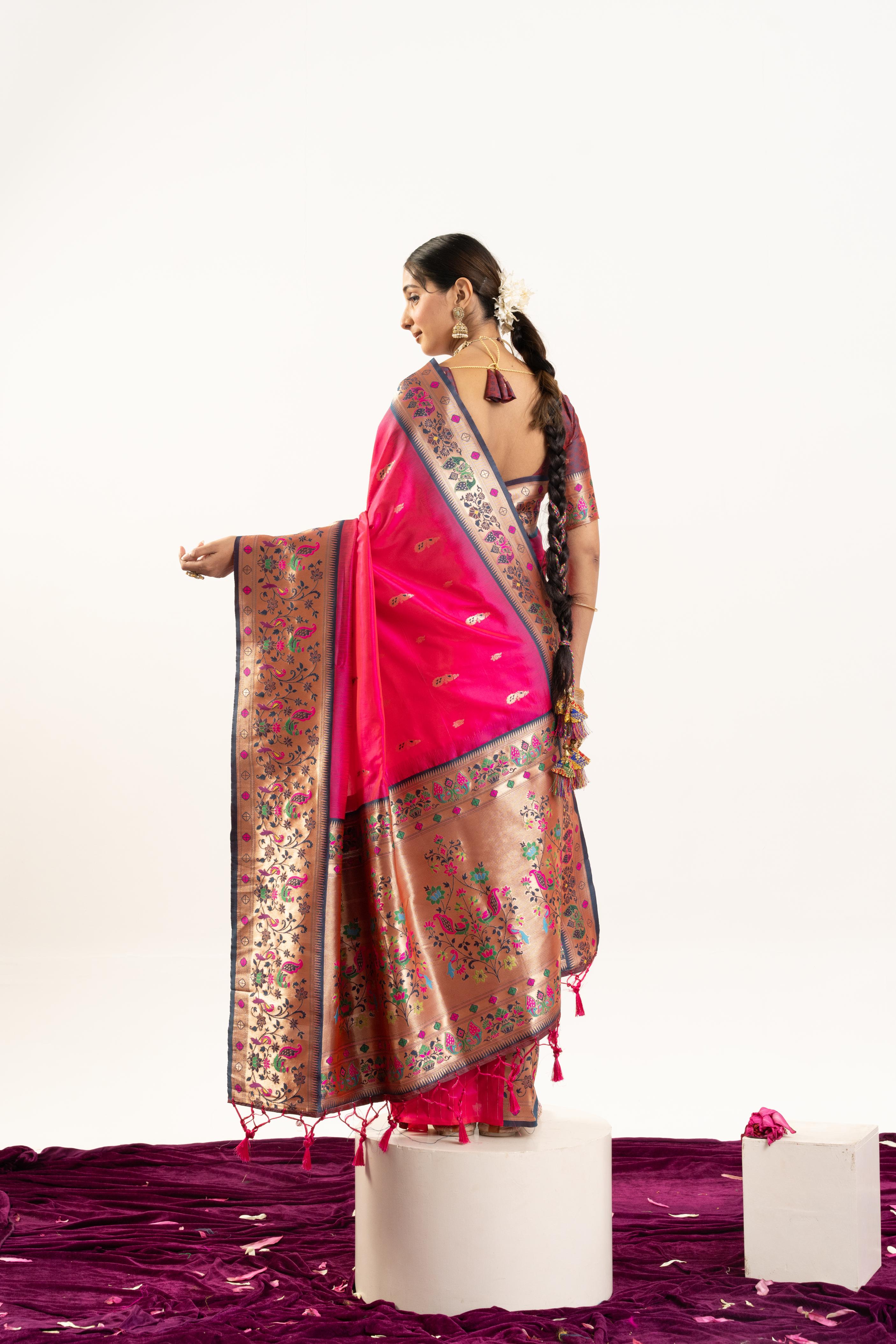 Rani Soft Banarasi Silk Zari Woven Saree with Blouse
