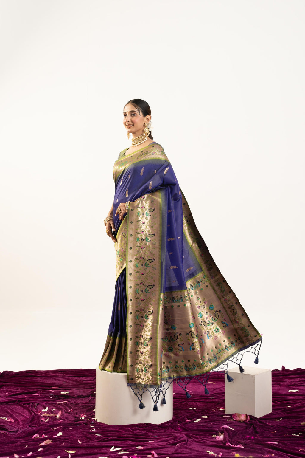 Royal Blue Soft Banarasi Silk Zari Woven Saree with Blouse